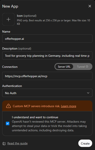 Configure ChatGPT MCP App